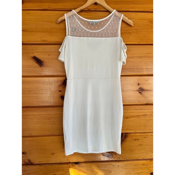 Lace Floral Embroidered Sleeveless Dress Cold Shoulder Small Stretch - Picture 3 of 4